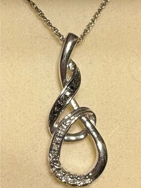 Diamond Pendant in 925 Sterling Silver with Black & White Diamonds